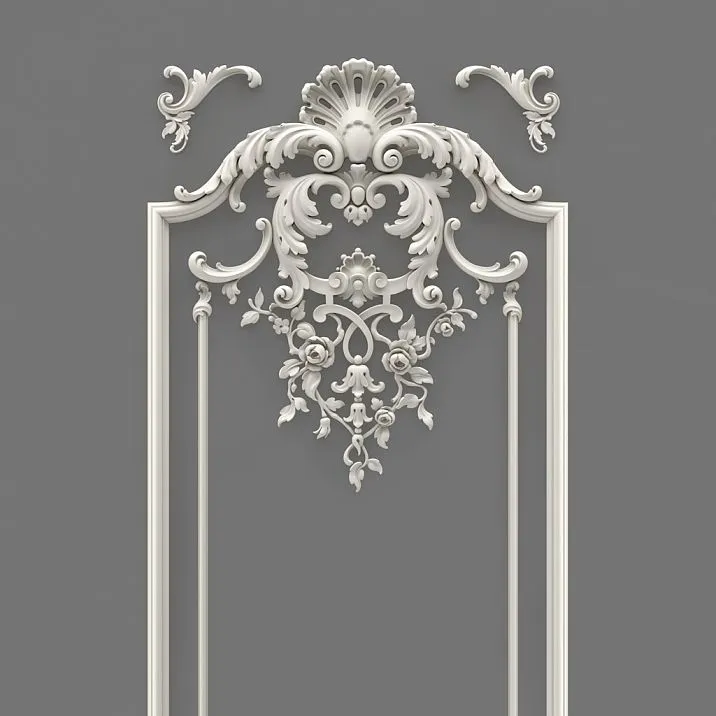Stucco decor CPU.VRS-060, decorating a door frame with delicate relief and elegant lines.