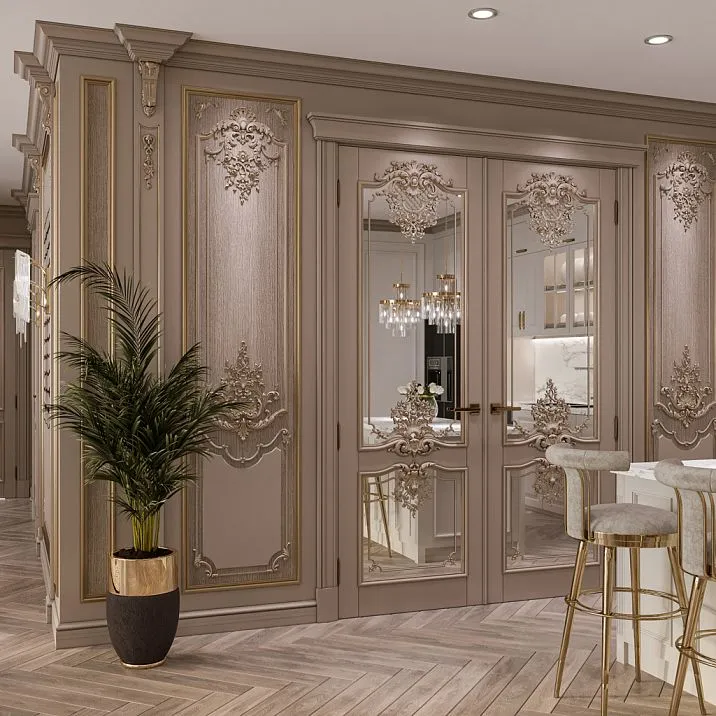 Wall-mounted CPU.VRS-062 stucco decoration, creating an accent panel effect