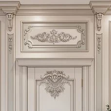 Wooden decor in classic style in the interior shown in the photo