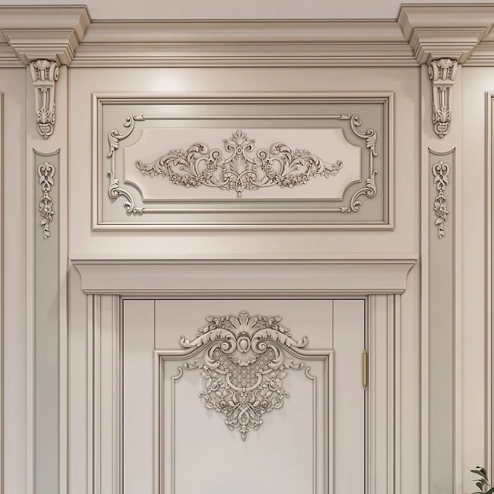 Wooden decor in classic style in the interior shown in the photo