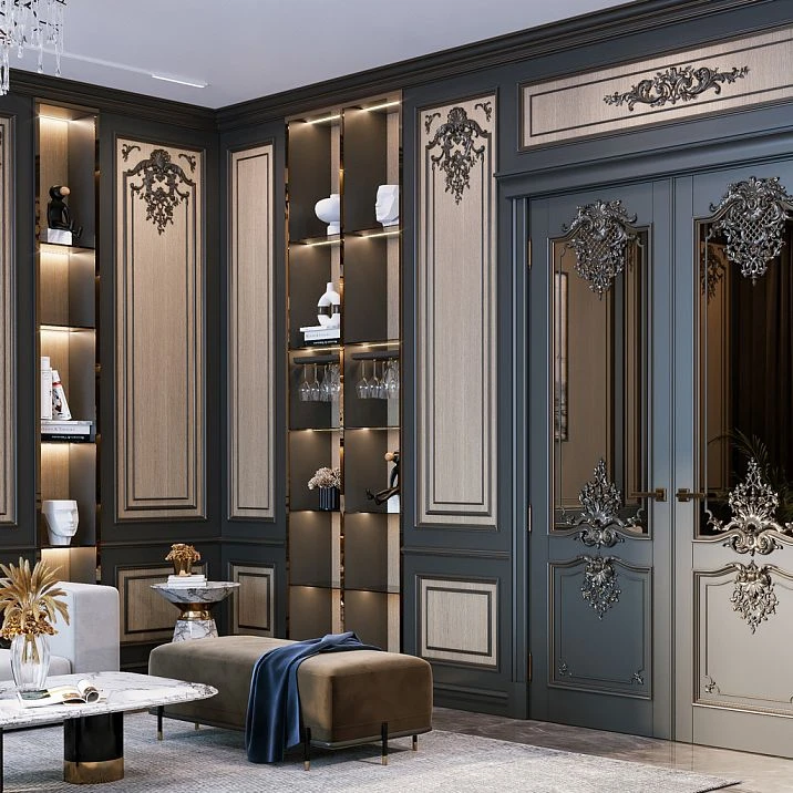 Wooden decor for furniture, ready-made decor set for interior photos