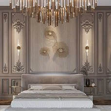 Relief decoration CPU.VRS-058, mounted on the wall in a classic interior, creating an accent panel effect