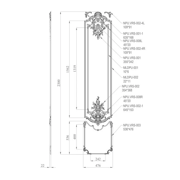 Polyurethane decoration set CPU.VRS-062 &ndash; composition