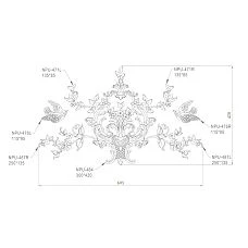 Molding Decor Set CPU-047 made of STAVROS polyurethane with Baroque scrolls, floral motifs, and winged figures for facade and interior decoration