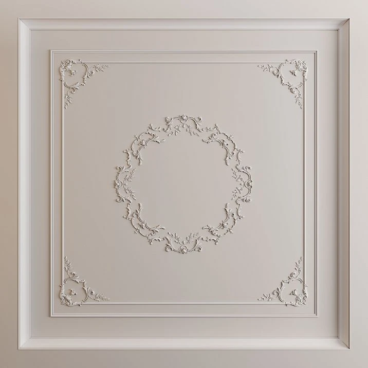 Modular ceiling rosette CPU-068 made of polyurethane STAVROS 1325&times;1325 mm with classic ornament for ceiling decoration