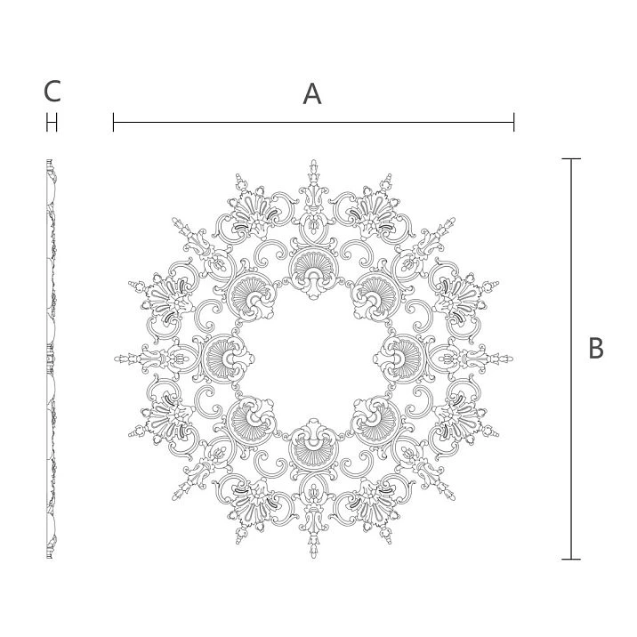 Polyurethane decor CPU-070 &mdash; expressive molding on walls and ceiling accent drawing