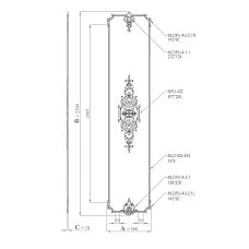 Drawing of the stucco decor set CPU-10-1 with dimensions 500&times;2300&times;18 mm and element composition
