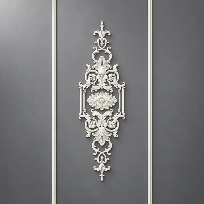 CPU-10-1 stucco decor set with a central ornament and mouldings for classic wall decoration.