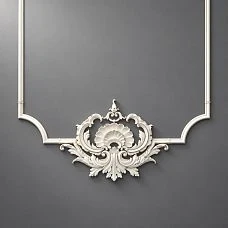 Upper ornament of the stucco decor set CPU-12-1 Petersburg on a blue wall