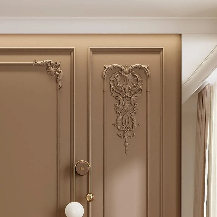 Set of stucco decor CPU-13-1 Peterhof in an interior with a wall panel