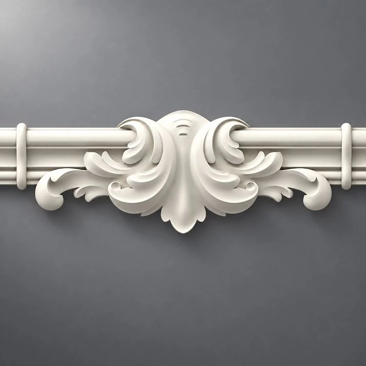 Stucco decor set CPU-15-2 Pavlovsk above the fireplace in a classic living room
