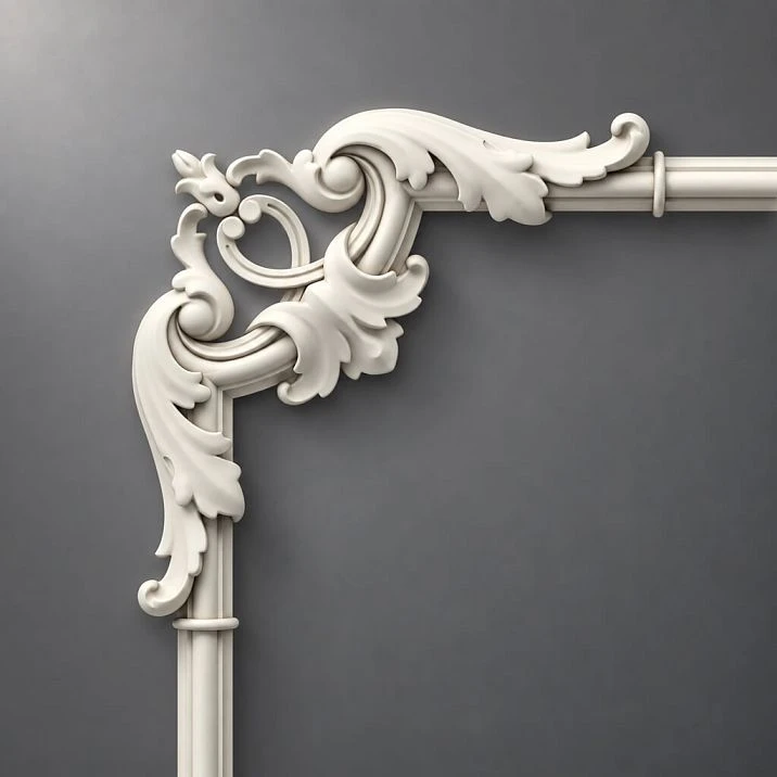 Corner decorative element of the CPU-2-3 molding decor set, close-up