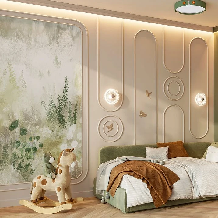 CPU-3-2 decorative molding kit for painting, example of application in a children's room