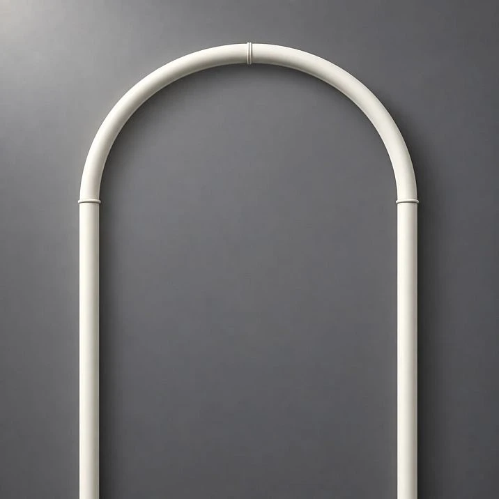 CPU-3-2 decorative molding kit &mdash; close-up of the top arch, smooth radius, and joint of the polyurethane profile for painting