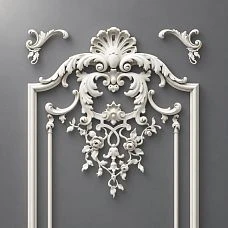 Stucco decor set CPU-4-2 in interior on wall panel