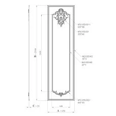 CPU-5-2 set drawing: panel diagram with dimensions A=650, B=2300, thickness C=22 and designation of elements NPU.VRS-001-1, NPU.VRS-001, NPU.VRS-002-1 and moldings MLD-002-MG, MLD-003-MG