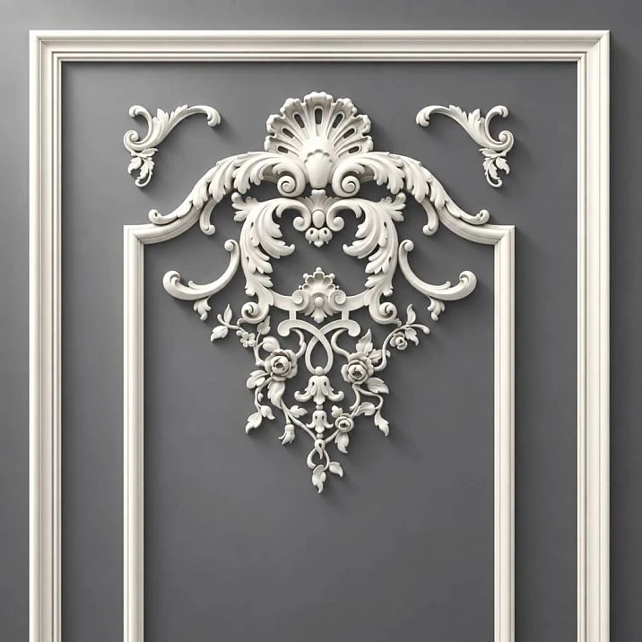 The lower part of the CPU-5-4 panel is a large plant cartouche with floral ornament and an additional frame, polyurethane molding.