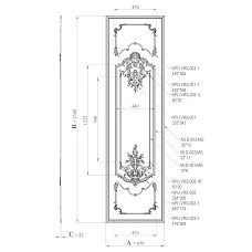 CPU-5-5 Kit Drawing: Panel dimensions A=650, B=2300, C=22 and layout diagram of stucco decor elements