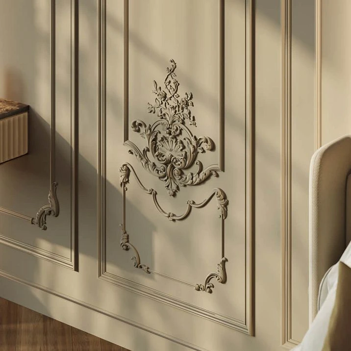 Upper Composition of CPU-5-5 &mdash; an openwork Baroque ornament with a shell, scrolls, and floral motif inside a frame