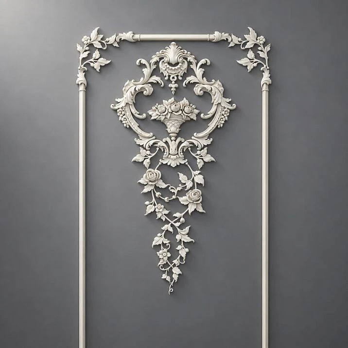 Wall decoration with moldings and stucco decor CPU-6-1 in the interior