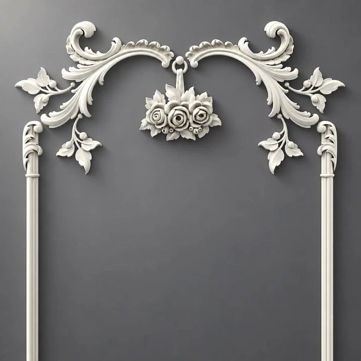 Central large cartouche CPU-8-2 &mdash; openwork floristry, symmetrical scrolls, berry accents, and a decorative pendant.