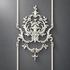 Lower part of CPU-8-2 panel&mdash;basket with roses, leaves, and volutes, 'Summer Garden' composition for a classic wall