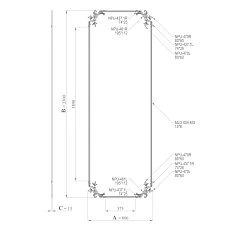 CPU-8-3 Kit Drawing: panel dimensions, thickness, layout diagram of molding and decorative elements from the 'Summer Garden' collection