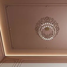 Ceiling decor CPU-P1 with moldings and stucco, view from below