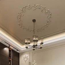 Close-up of the central ceiling decor CPU-P3 around the chandelier