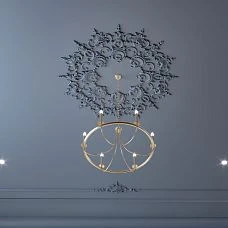 Close-up of the central ceiling decor CPU-P5 around the chandelier