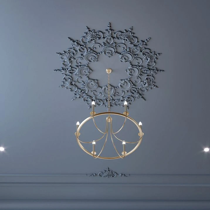 Close-up of the central ceiling decor CPU-P5 around the chandelier