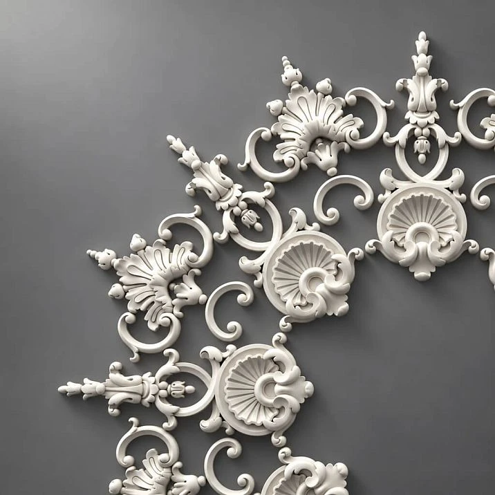 Decorative rose CPU-070 from polyurethane for moldings on walls and ceilings, full scheme