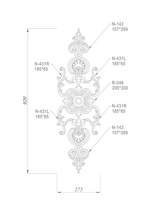 Wooden decor set C-017, composition of the set