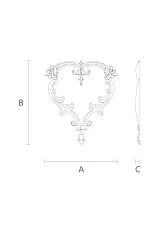 Set of carved wooden appliqu&eacute;s with flowers and leaves diagram
