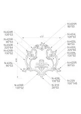 Wooden items with carved floral ornament and molding drawing