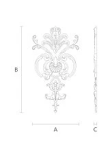 Decor appliqu&eacute; set with floral motif, wooden drawing