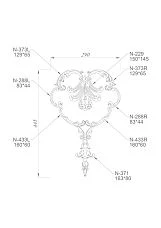 Wooden decorative appliqu&eacute; set C-041, featuring the same style and carved floral pattern drawing