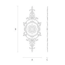 Wooden decor set C-020 with relief carved pattern of leaves and flowers diagram