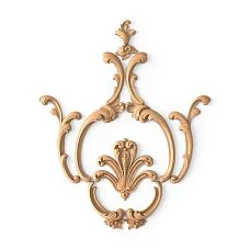 Wooden decor set with carved leaves and branches