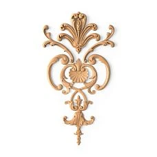 Wooden decor set with carved flowers and leaves