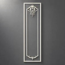 CPU-5-2 Molding Decor Kit: Tall vertical frame with upper Baroque ornament and lower decorative element, classic paintable panel