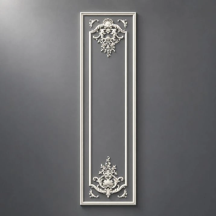 CPU-5-3 Molding Decor: Vertical framed panel with Baroque ornament, polyurethane, paintable