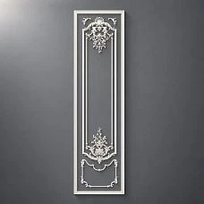 Stucco decor CPU-5-4 "Versailles" &mdash; tall vertical panel with top overlay and bottom ornament, classic wall frame