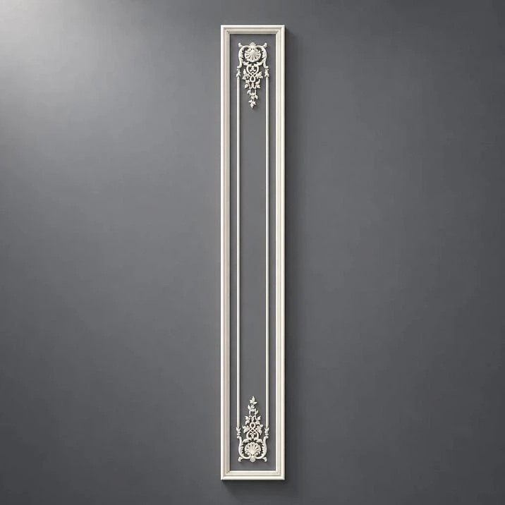 CPU-5-7 'Versailles' Molding Decor Kit &mdash; Vertical panel with double molding and central ornament, polyurethane