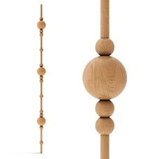 Set of decorative partition post KON-002 made of beech with round turned elements