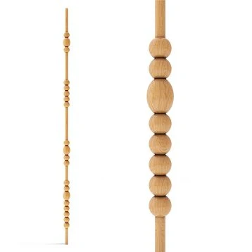 Decorative partition post set KON-004 made of beech or oak with turned elements