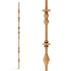 Decorative partition post kit KON-005 made of beech with geometric turned elements