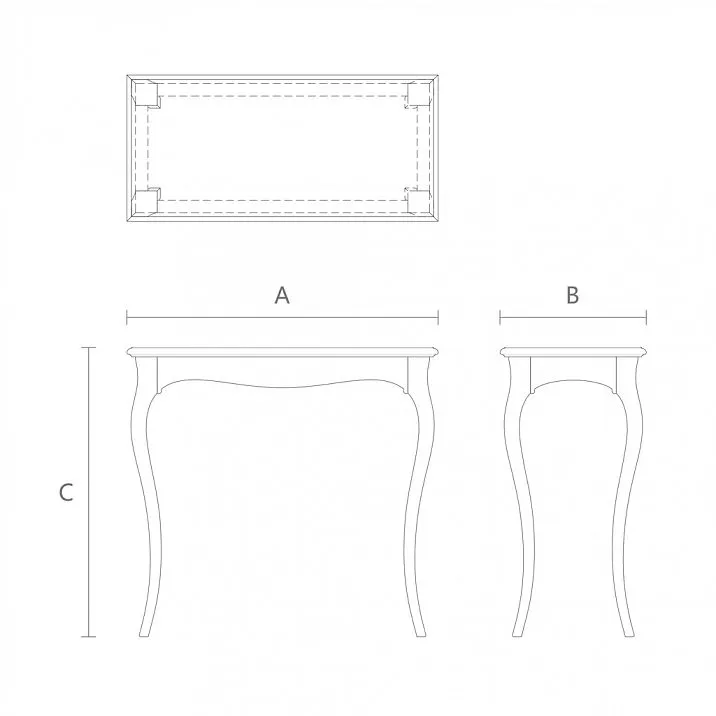 Scheme of console STL-018 made of solid wood