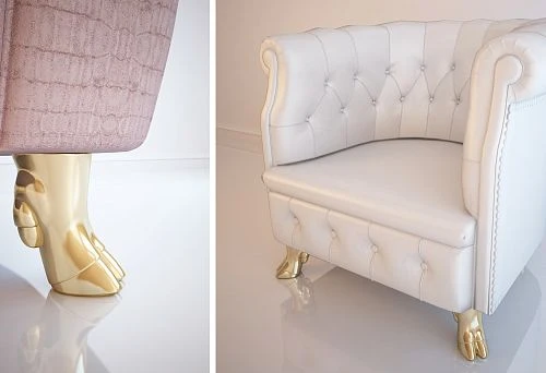 Designer chair with original legs shaped like paws.