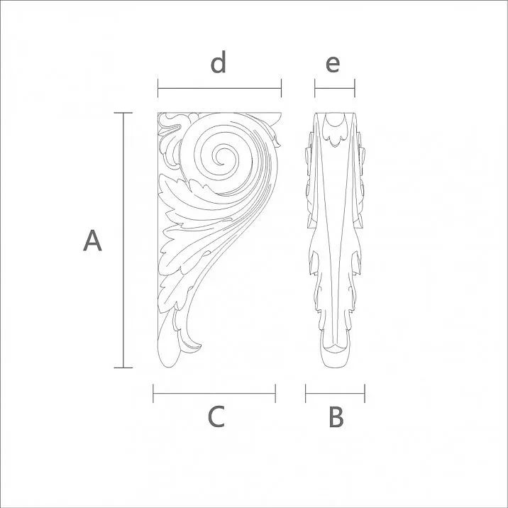 Decorative support for tables and consoles KR-004 drawing